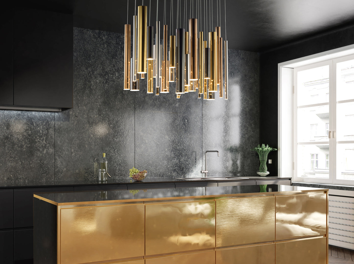 Flute 35 Light 36" Wide Multi Light LED Pendant