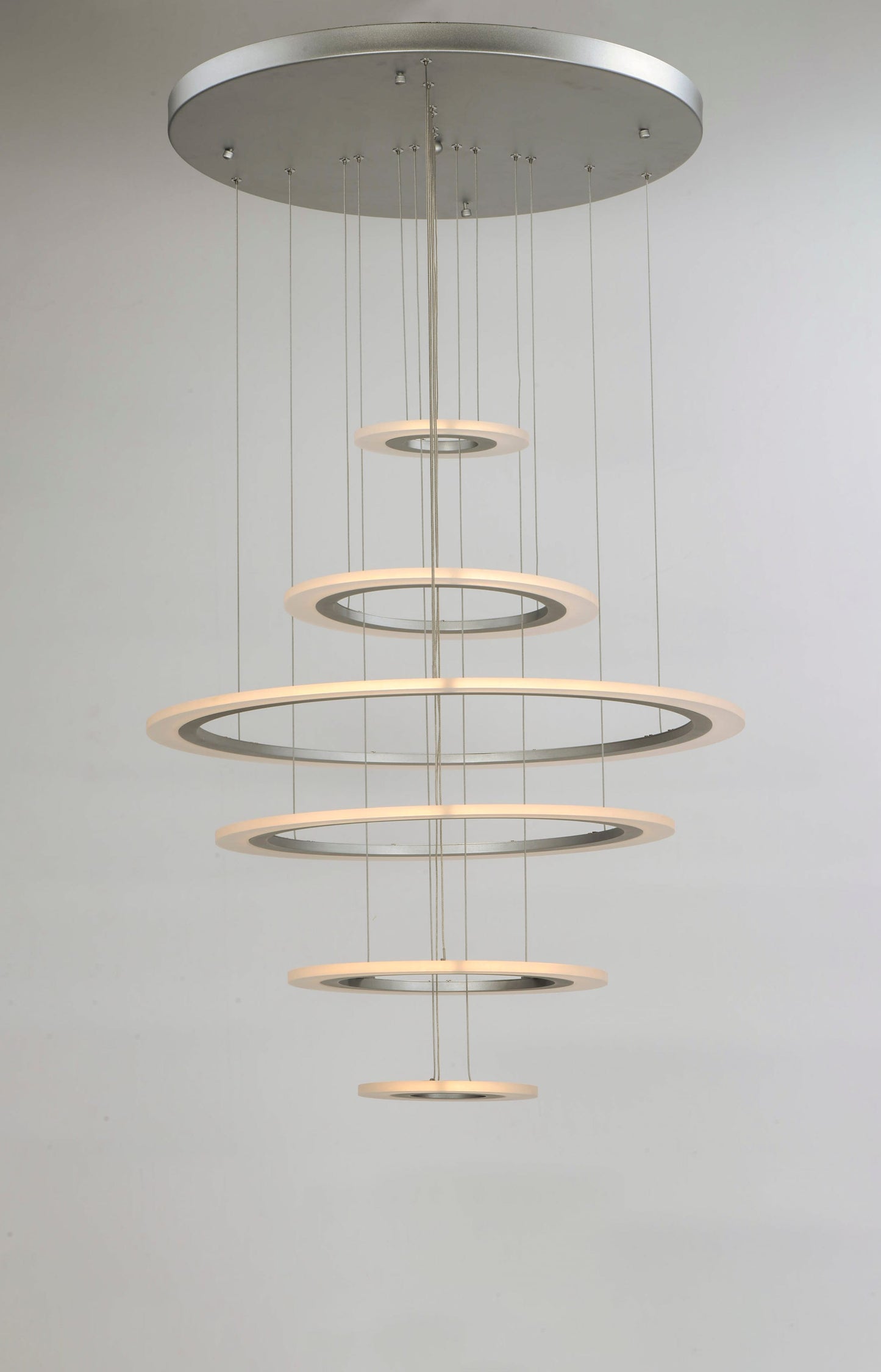 Saturn II 30" Tall 6 Ring LED Chandelier