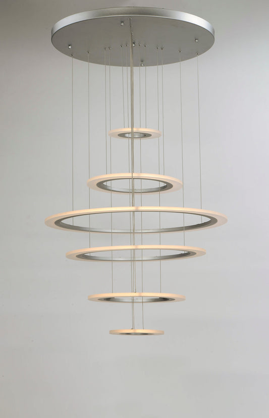 Saturn II 30" Tall 6 Ring LED Chandelier
