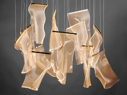 Rinkle 36" Wide LED Multi Light Linear Abstract Pendant
