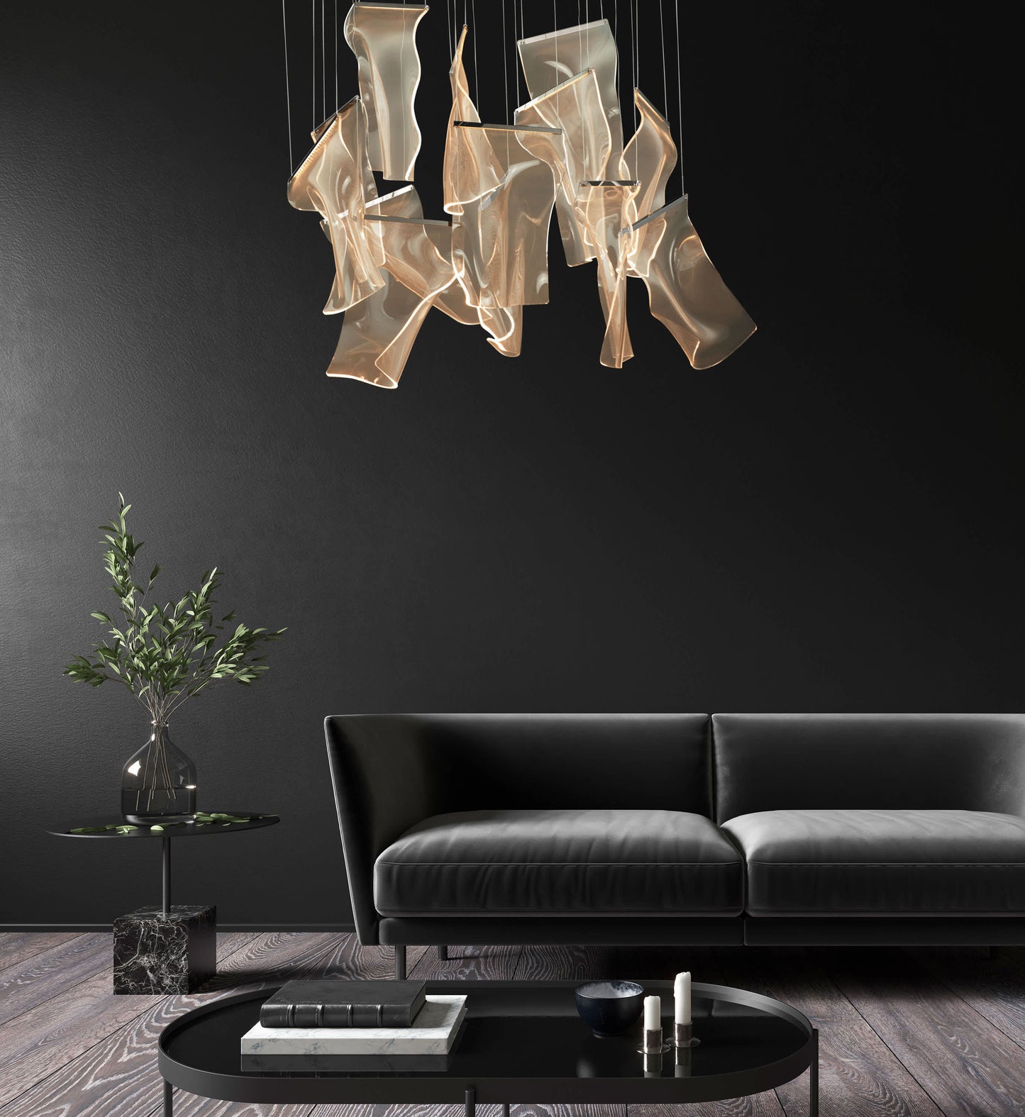 Rinkle 36" Wide LED Multi Light Linear Abstract Pendant