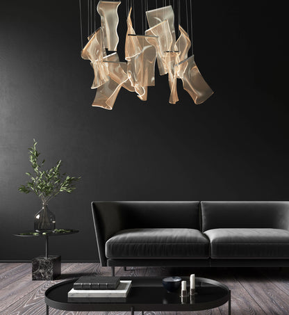 Rinkle 36" Wide LED Multi Light Linear Abstract Pendant