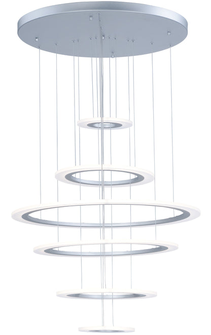 Saturn II 30" Tall 6 Ring LED Chandelier