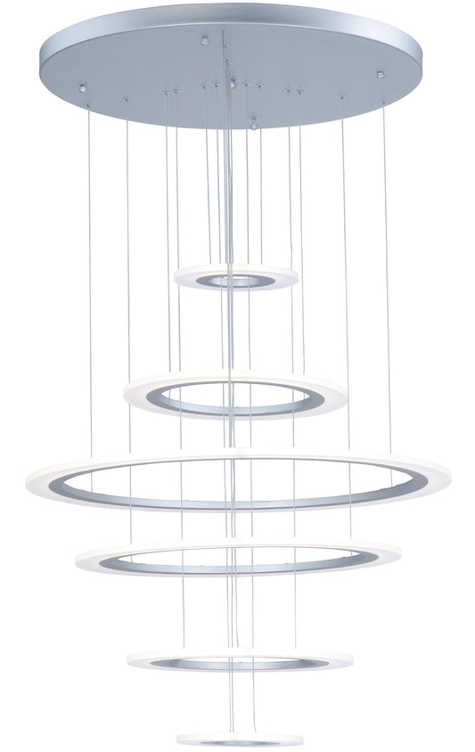 Saturn II 30" Tall 6 Ring LED Chandelier