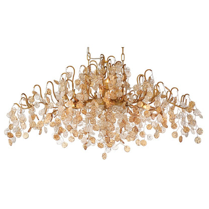 Eurofase Lighting Campobasso 10 Light 45" Wide Linear Chandelier with Gold Metal Wire Frame and Glass Wafers