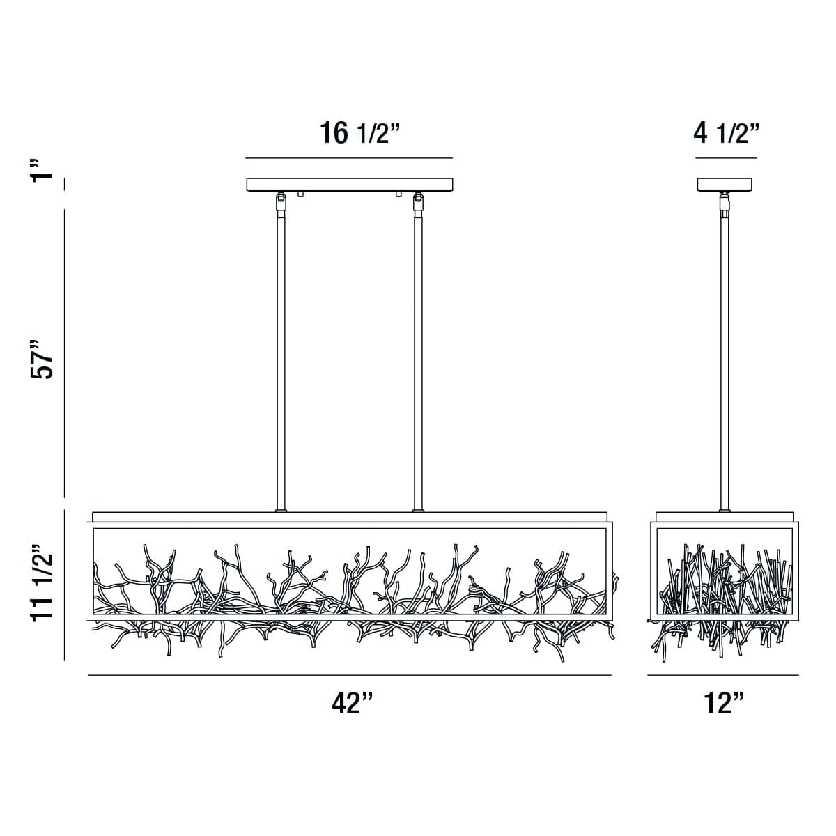 Aerie 42" Wide LED Abstract Linear Chandelier