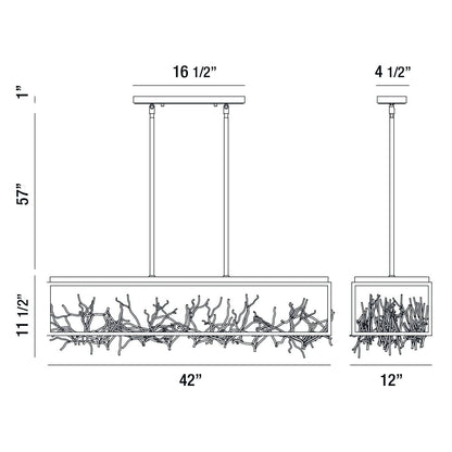 Aerie 42" Wide LED Abstract Linear Chandelier
