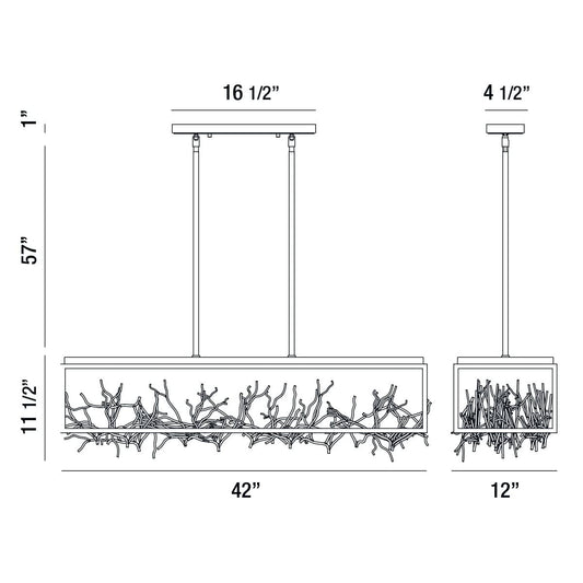 Aerie 42" Wide LED Abstract Linear Chandelier