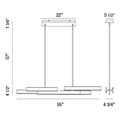 Eurofase Lighting Cameno 9 Light 55" Wide LED Linear Chandelier