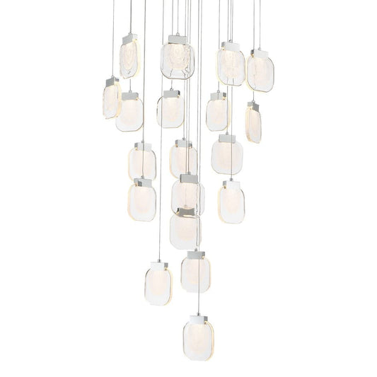 Paget 29" Wide 3000K LED Round 19-Light Pendant with Piastra Glass Shades