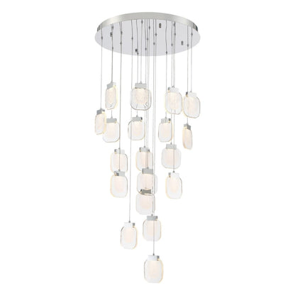 Eurofase Lighting Paget 29" Wide 3000K LED Round 19-Light Pendant with Piastra Glass Shades
