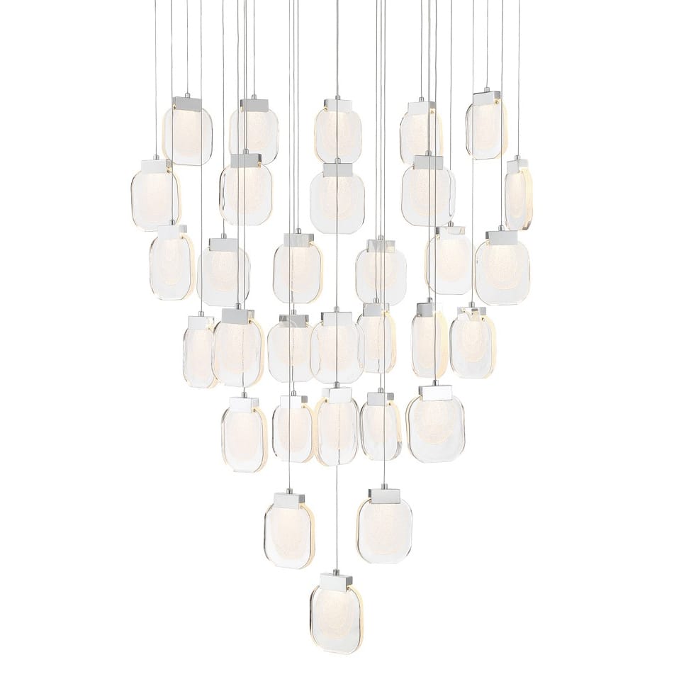 Paget 39" Wide 3000K LED Round 31-Light Pendant Light with Piastra Glass Shades