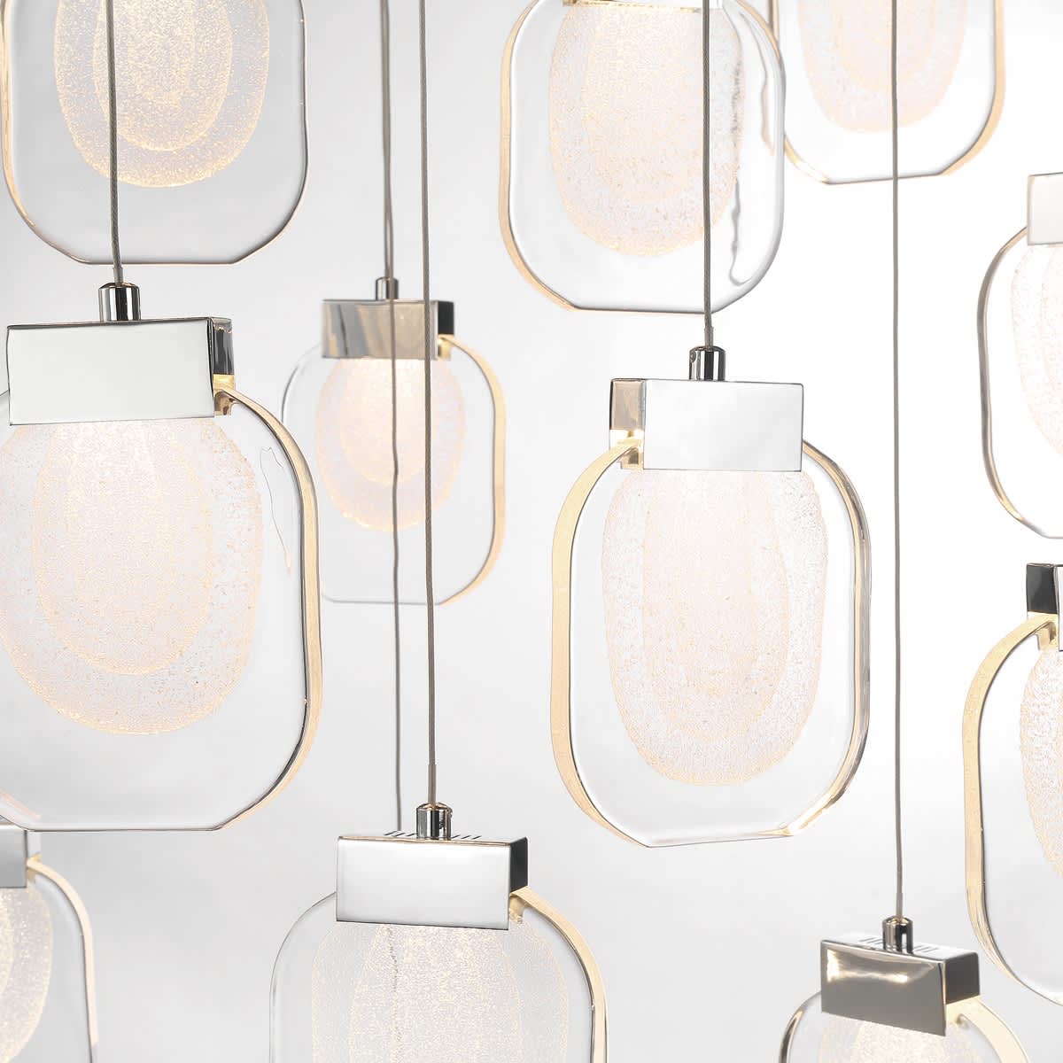 Paget 39" Wide 3000K LED Round 31-Light Pendant Light with Piastra Glass Shades