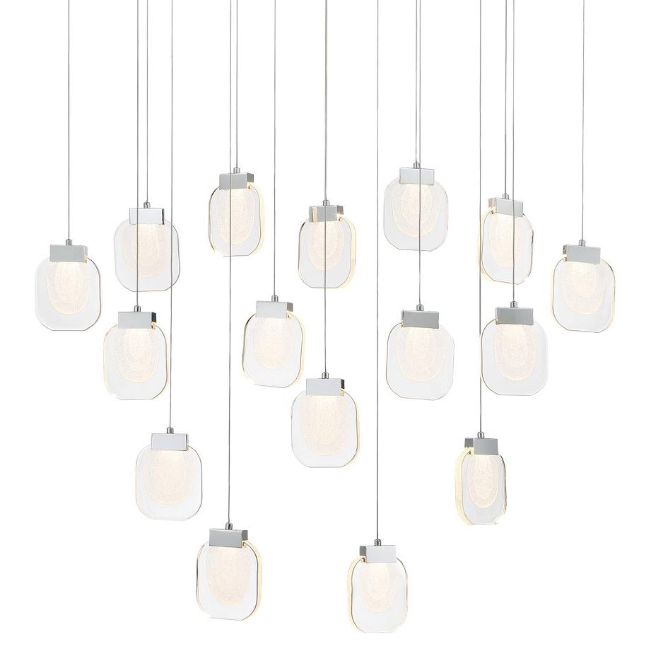 Paget 44" Wide 3000K LED Linear 16 Pendant Light with Piastra Glass Shades