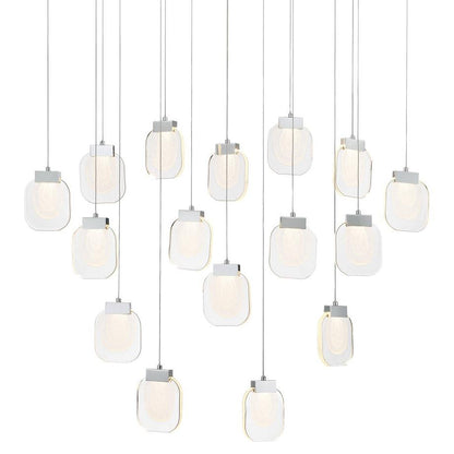 Paget 44" Wide 3000K LED Linear 16 Pendant Light with Piastra Glass Shades