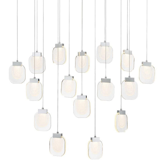 Paget 44" Wide 3000K LED Linear 16 Pendant Light with Piastra Glass Shades