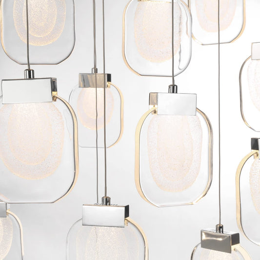 Paget 44" Wide 3000K LED Linear 16 Pendant Light with Piastra Glass Shades