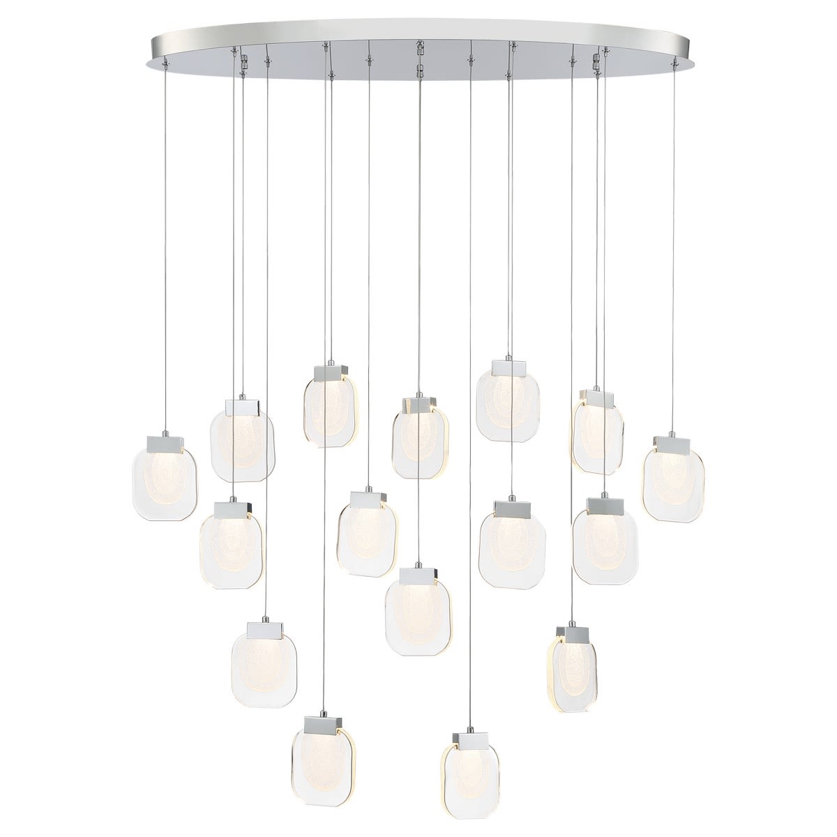 Paget 44" Wide 3000K LED Linear 16 Pendant Light with Piastra Glass Shades