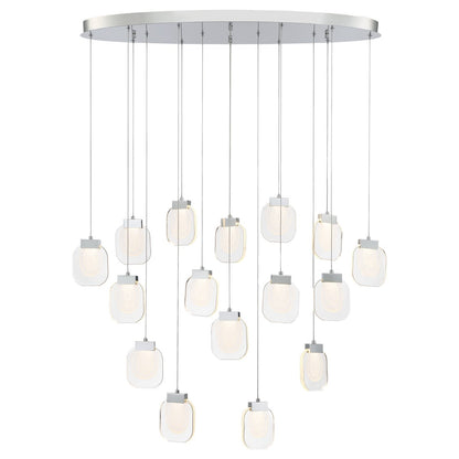 Paget 44" Wide 3000K LED Linear 16 Pendant Light with Piastra Glass Shades