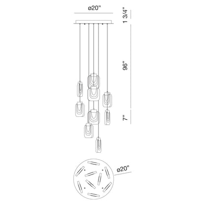 Paget 9 Light 20" Wide LED Multi Light Pendant