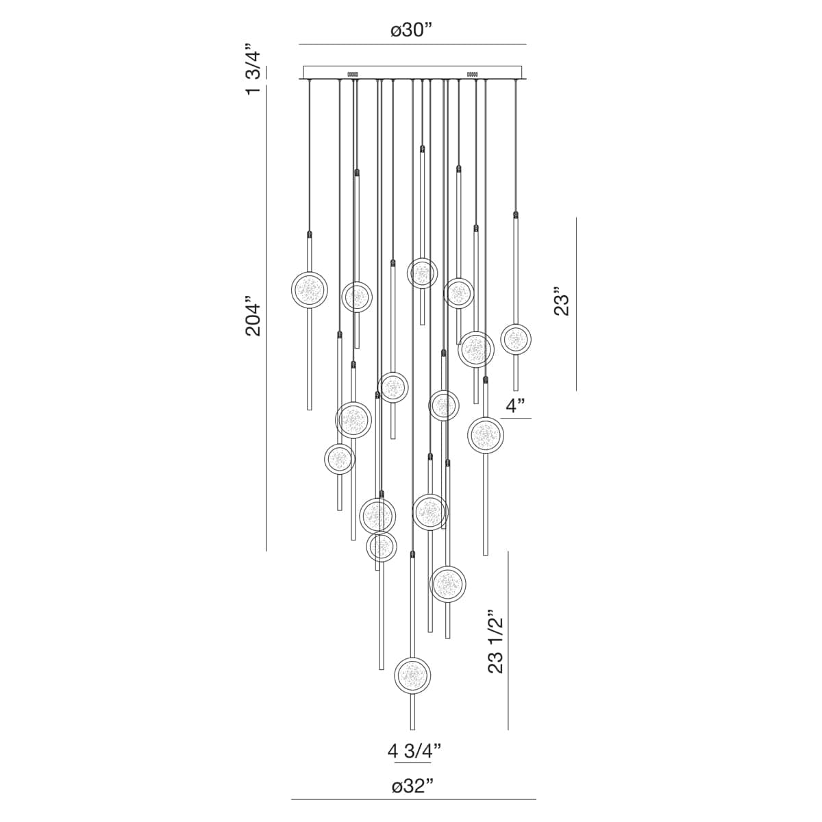Barletta 16 Light 32" Wide LED Abstract Multi Light Pendant