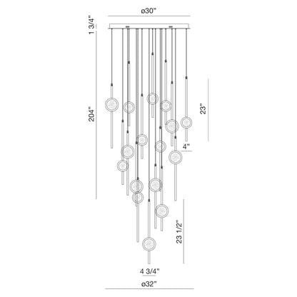Eurofase Lighting Barletta 16 Light 32" Wide LED Abstract Multi Light Pendant