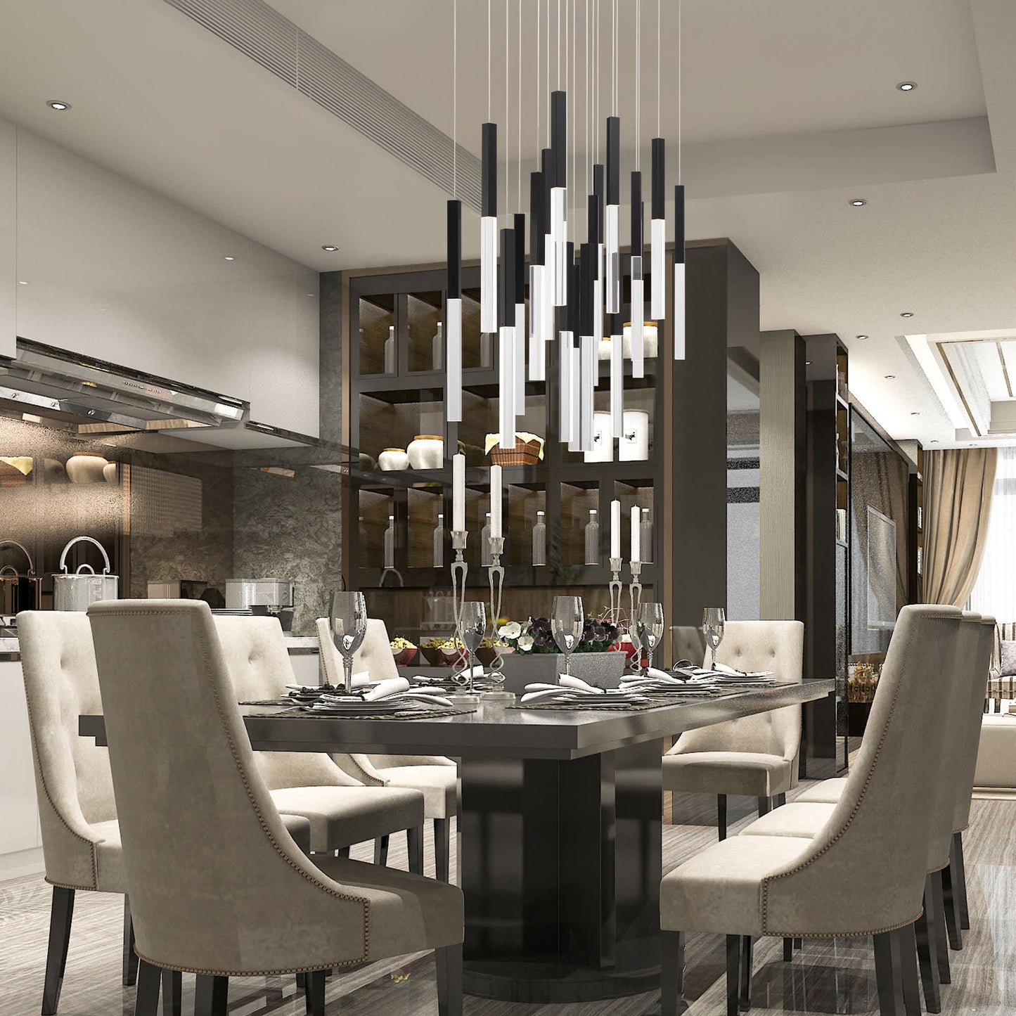 Benicio 18 Light 42" Wide 3000K LED Linear Crystal Pendant