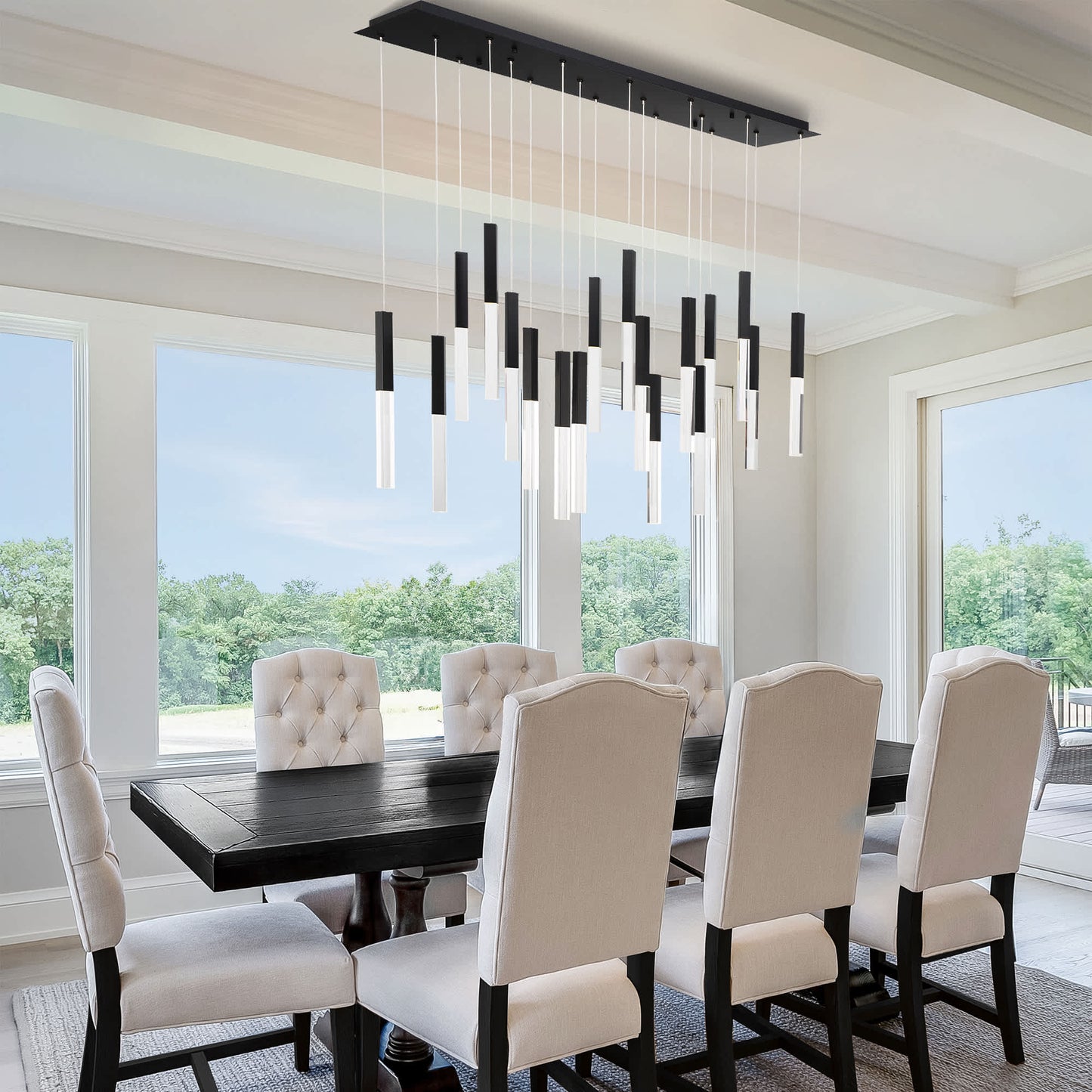 Benicio 18 Light 42" Wide 3000K LED Linear Crystal Pendant
