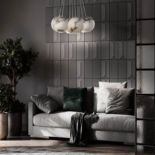 Kepler 18" Wide 3000K LED Multi Pendant with Alabaster Shades