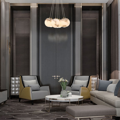Kepler 18" Wide 3000K LED Multi Pendant with Alabaster Shades