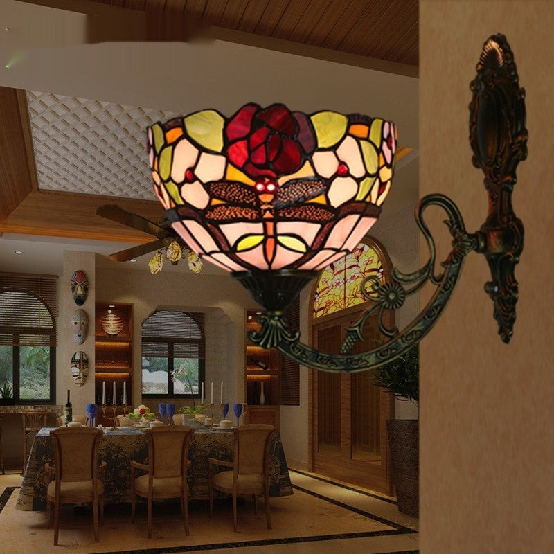 European Dragonfly Glass Wall Lamp