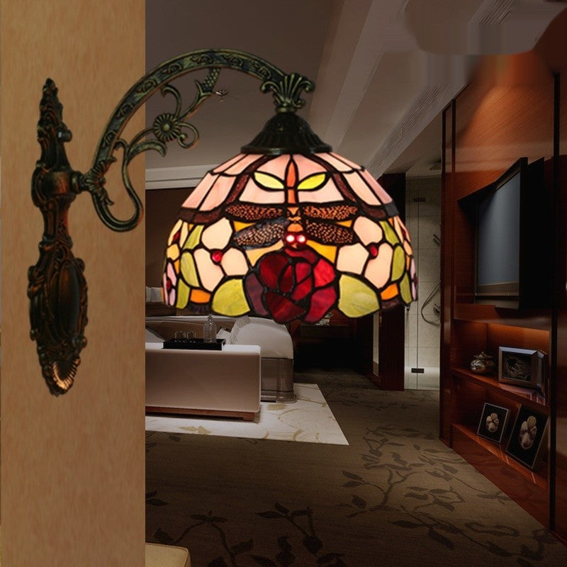 European Dragonfly Glass Wall Lamp