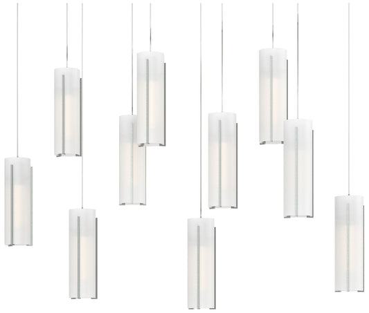 Exos 44.5"W 10-Light Rectangular Long Pendant w/ Opal Shade