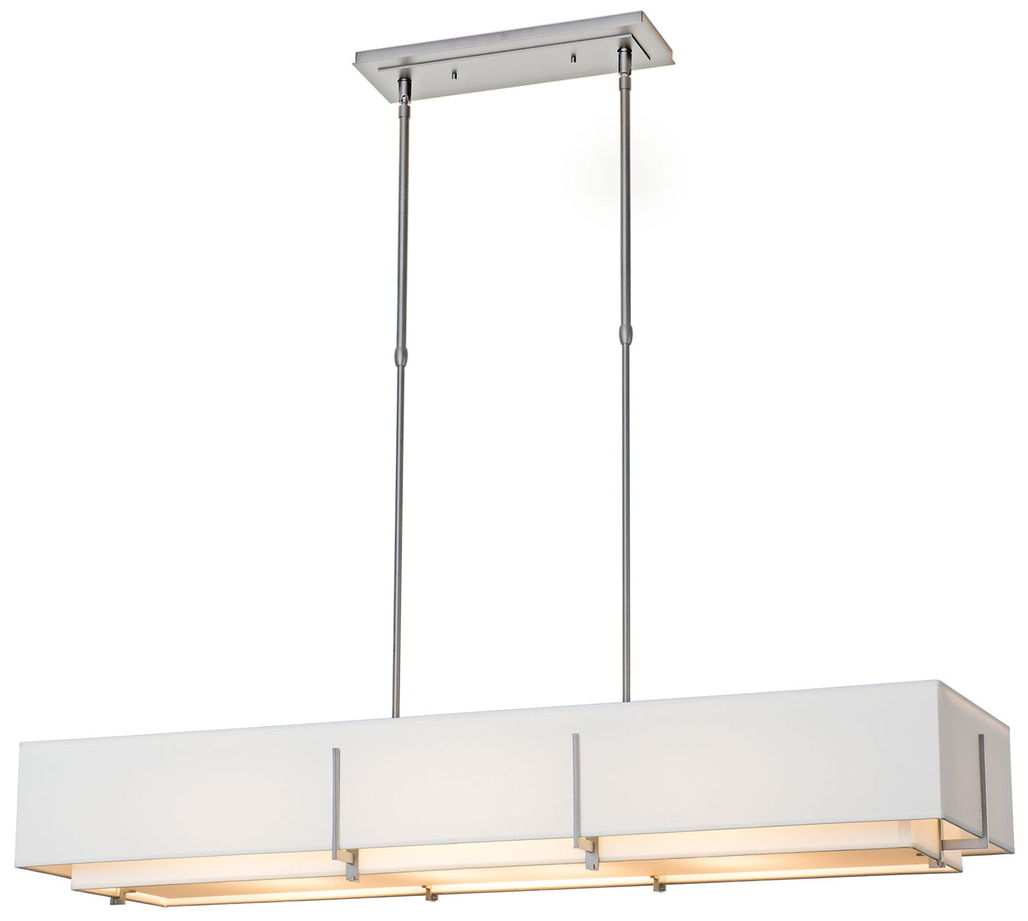 Exos 46.6" Rectangular Vintage Platinum Long Pendant with Anna Shades