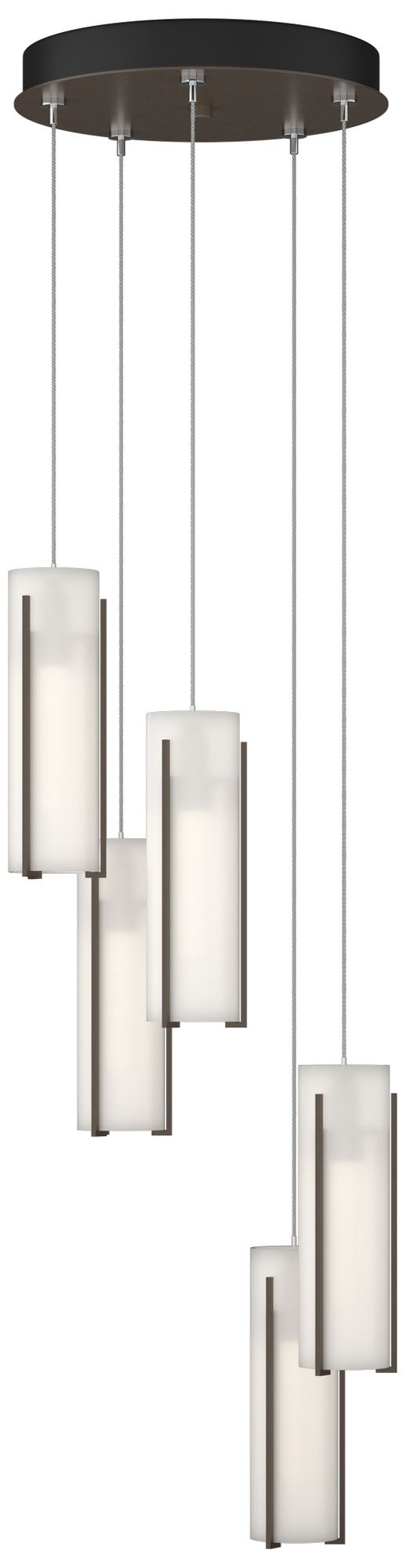 Exos Glass 5-Light 13.5" Wide Bronze Long Pendant With Opal Glass Shad