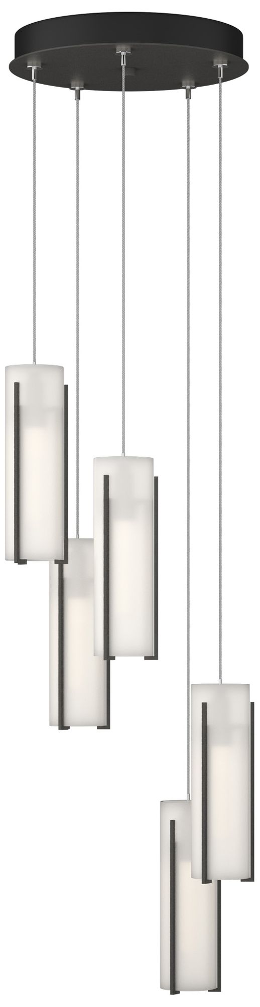 Exos Glass 5-Light 13.5" Wide Natural Iron Long Pendant w/ Opal Glass