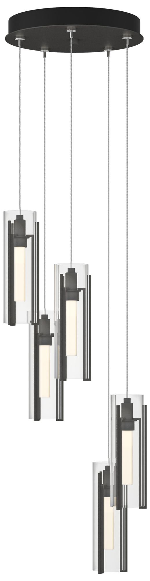 Exos Glass 5-Light 13.5"W Natural Iron Long Pendant w/ Clear Glass Sha