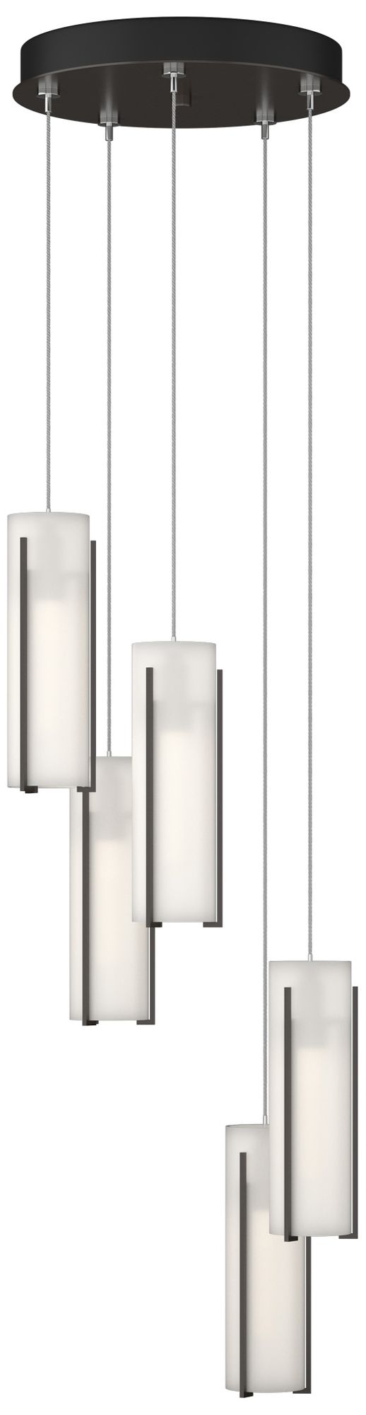 Exos Glass 5-Light 13.5"W Oil Rubbed Bronze Long Pendant w/ Opal Shade