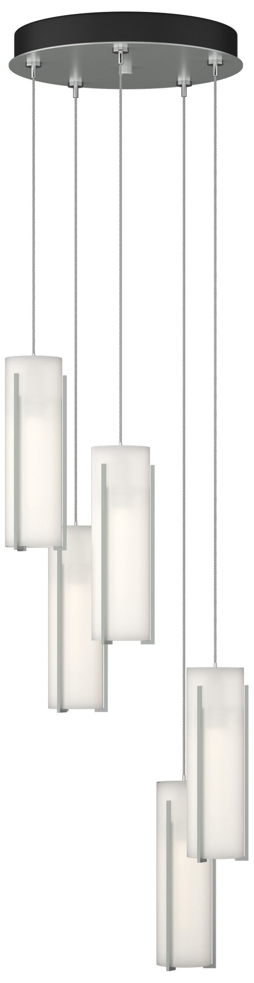Exos Glass 5-Light 13.5"W Vintage Platinum Long Pendant w/ Opal Glass