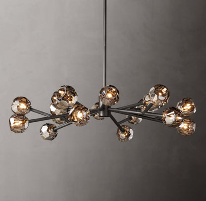 Crystal Globe Smoked Glass Circular Chandelier 48"