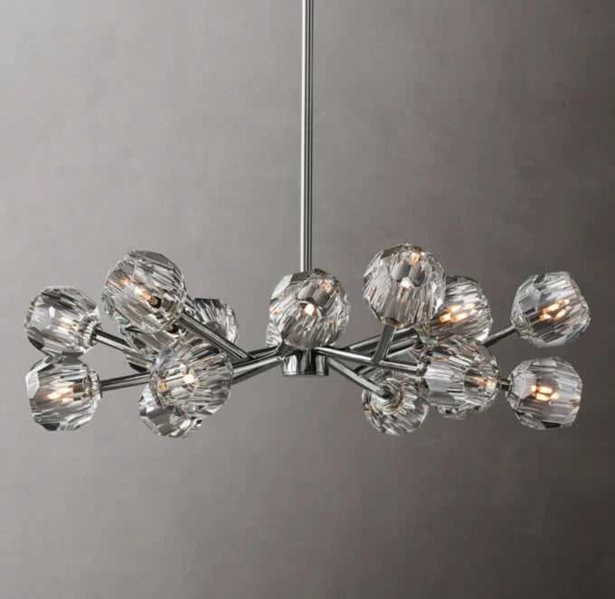 Crystal Sphere Clear Glass Round Chandelier 36"