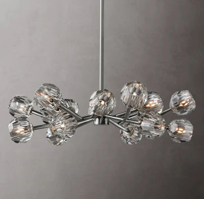 Crystal Sphere Clear Glass Round Chandelier 36"