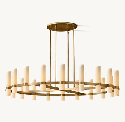 Ravelle Round Milk Glass Chandelier 60"