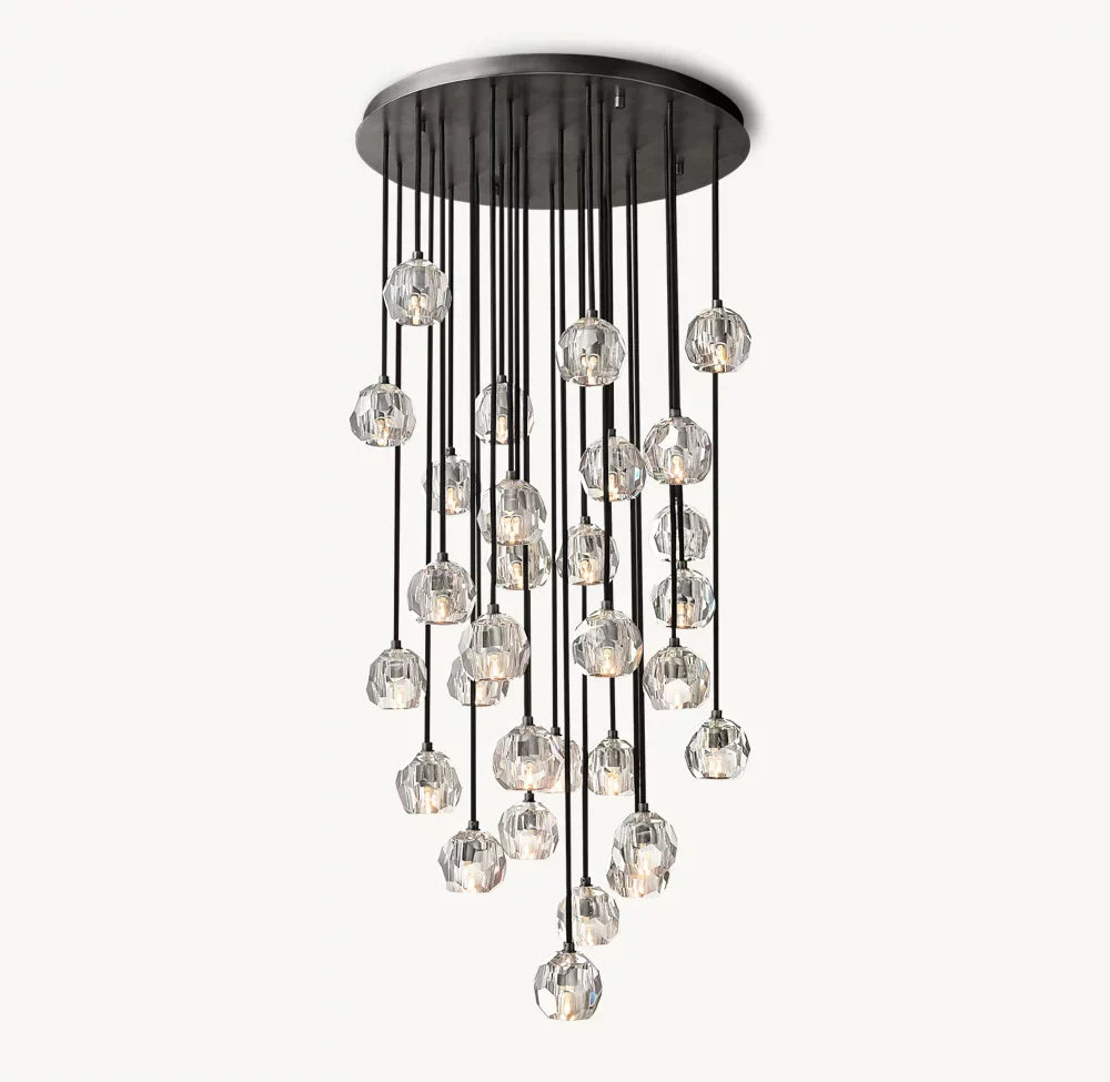 Boule De Cristal Clear Glass Round Cluster Chandelier 30"