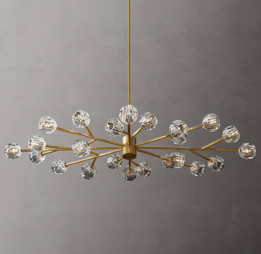 Crystal Sphere Transparent Glass Oval Chandelier 72"