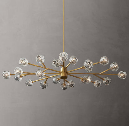 Crystal Sphere Transparent Glass Oval Chandelier 72"