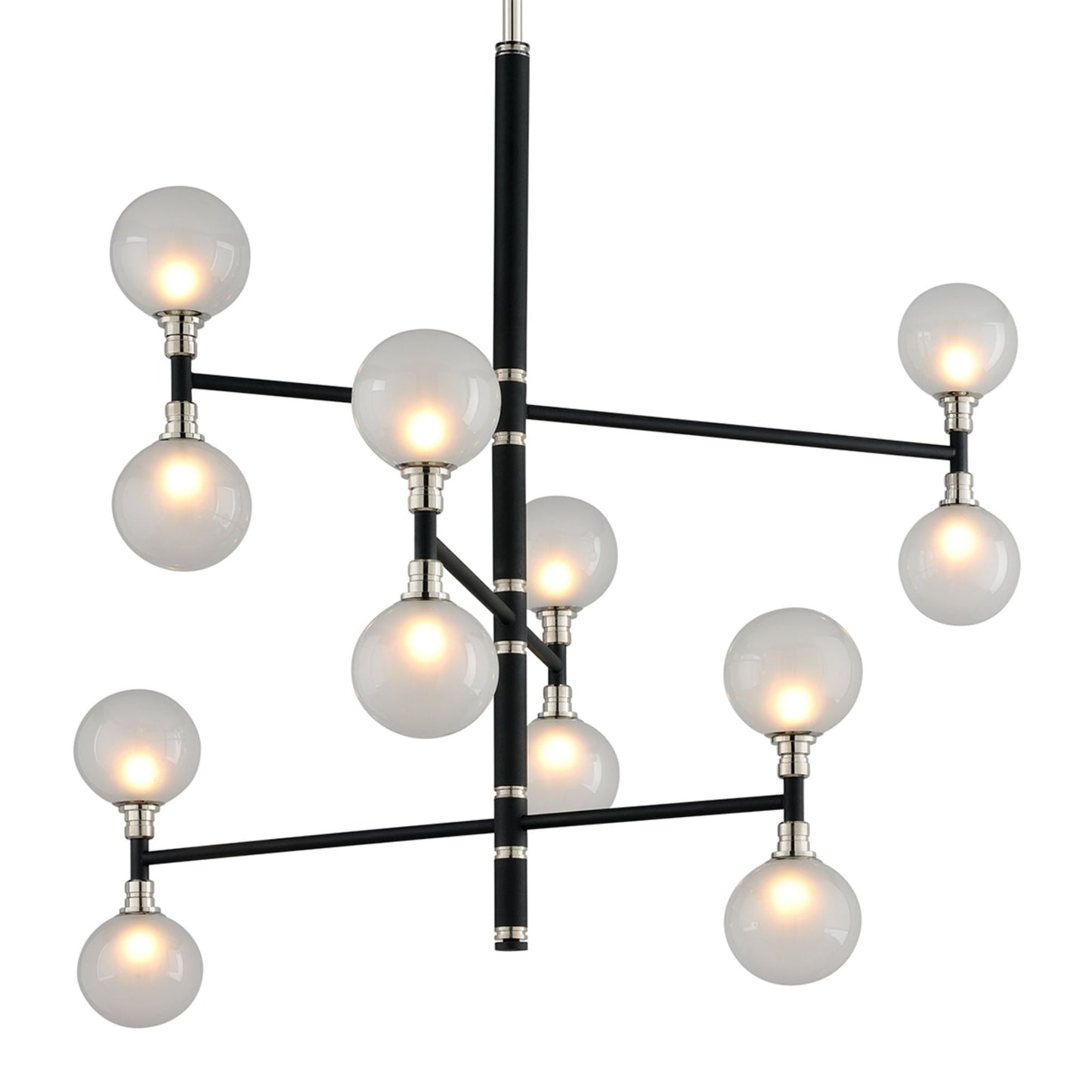 Andromeda Chandelier 12-Light LED in Textured Black & Polish Nickel 42L x 42W x 37.5H