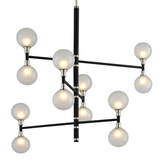 Andromeda Chandelier 12-Light LED in Textured Black & Polish Nickel 42L x 42W x 37.5H