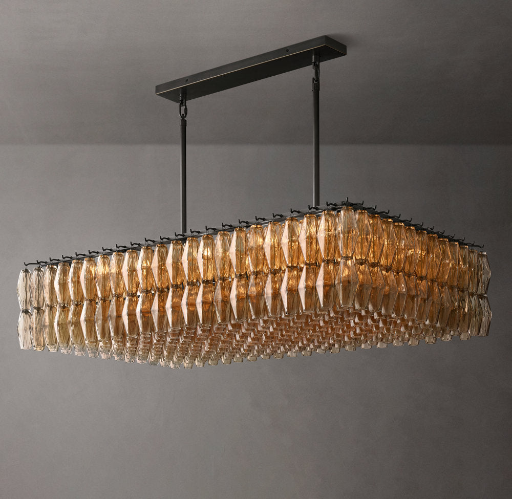 Chiara Rectangular Smoke Glass 54" Chandelier