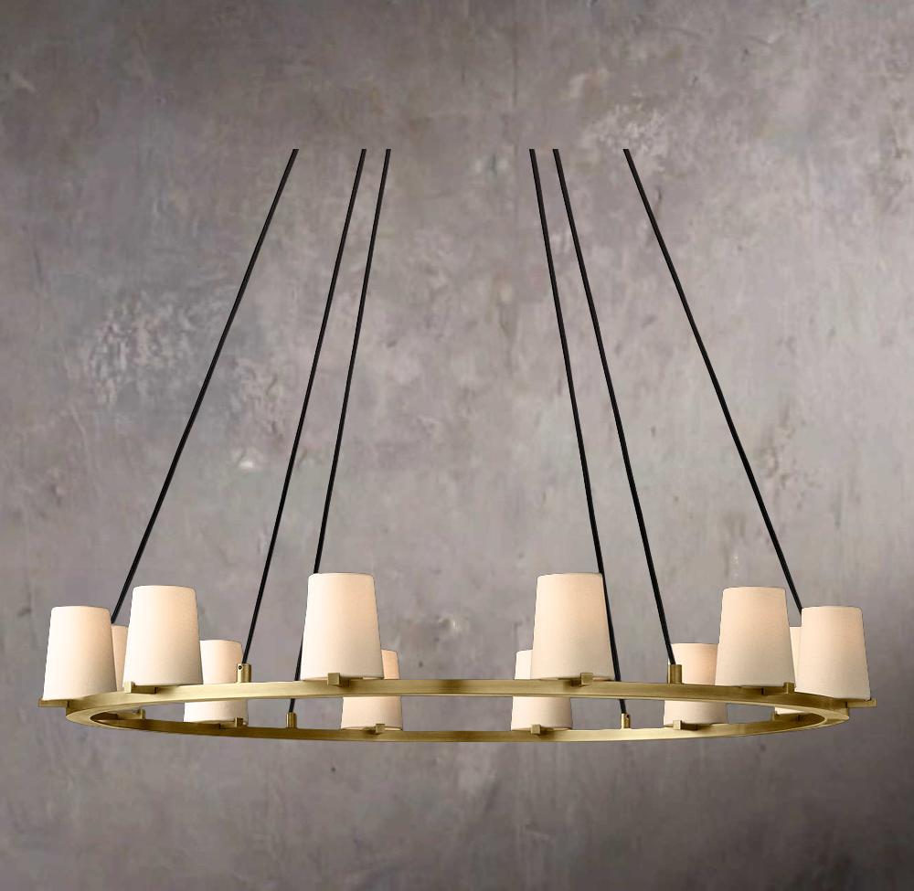 Pauillacs Upholstered Fabric Shade Round Chandelier 48"